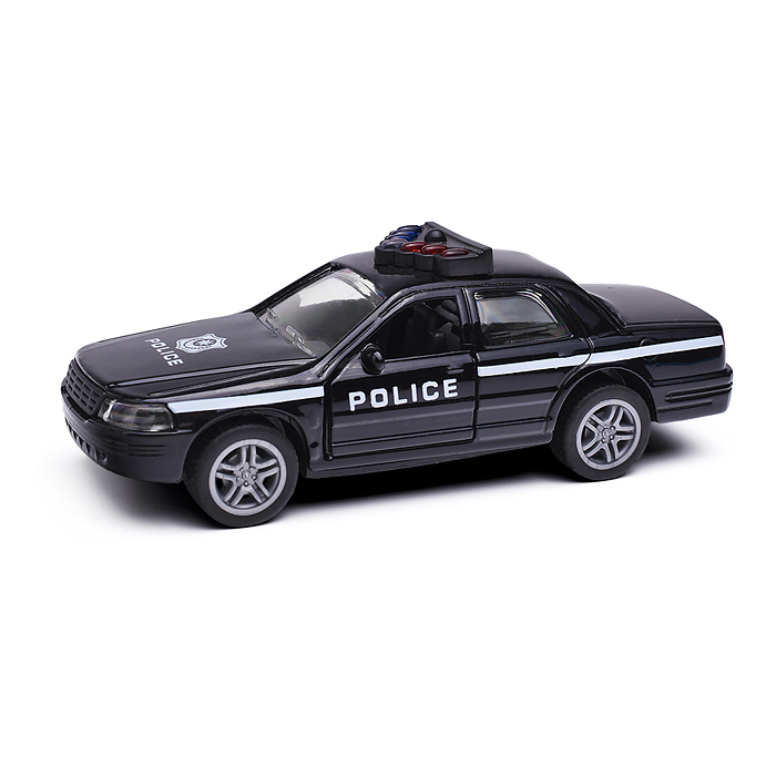 Чёрная инерционная служебная машинка Купе die-cast,1:32, открывающиеся двери 