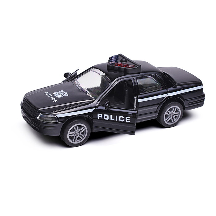 Чёрная инерционная служебная машинка Купе die-cast,1:32, открывающиеся двери 