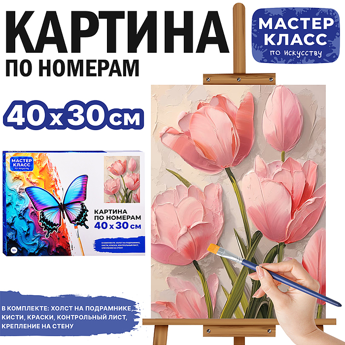 Набор для рисования MKR4030-70 "Картина по номерам 30х40см. Распускающиеся тюльпаны"