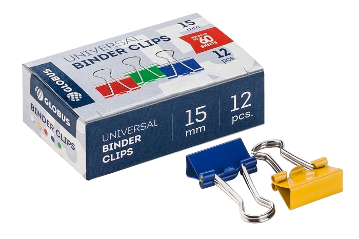 Зажимы для бумаг 25 мм 12 шт., черные 