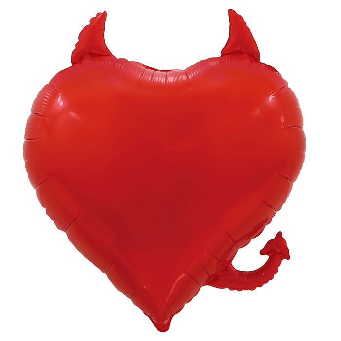 Шар (30''/76 см) Сердце, Чертенок, Красный, 1 шт. в уп.