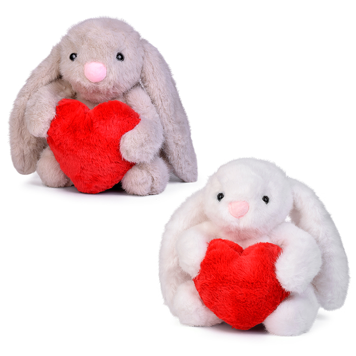 Мягкая игрушка М1601 "Заяц" с сердечком, 22 см.