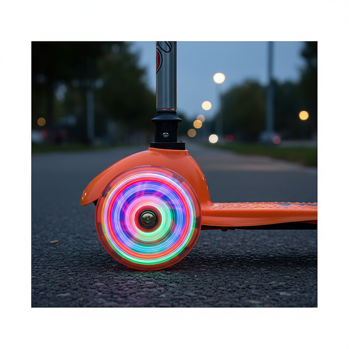 Самокат U026125Y оранжевый, 3-х колесный, в коробке