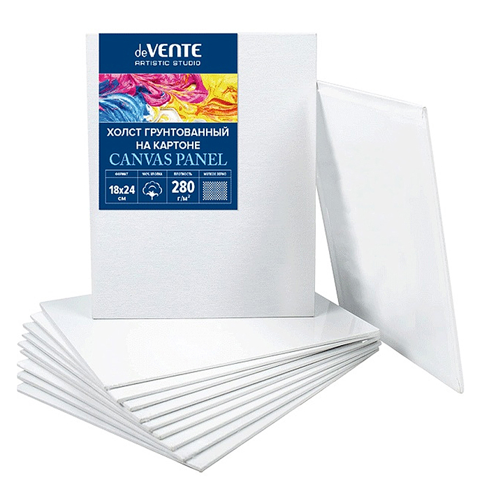 Холст на картоне 18x24 см грунтованный "ARTISTIC STUDIO" 100% хлопок 280 г/м², мелкое зерно