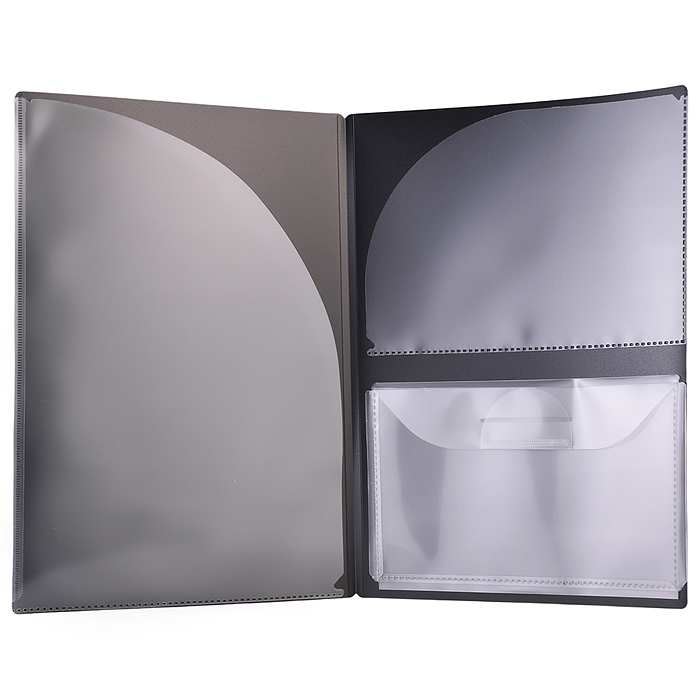 Папка для документов с 3-мя карманами "Black" A4 (230x310 мм) 600 мкм, 3 прозрачных кармана