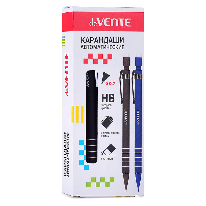 Карандаш автоматический d=0,7 мм, НВ, корпус с покрытием Soft touch, с металлическим клипо
