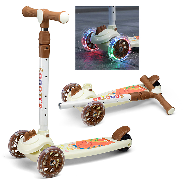 Самокат U001198Y 3-х кол., коричневый, PU, в коробке