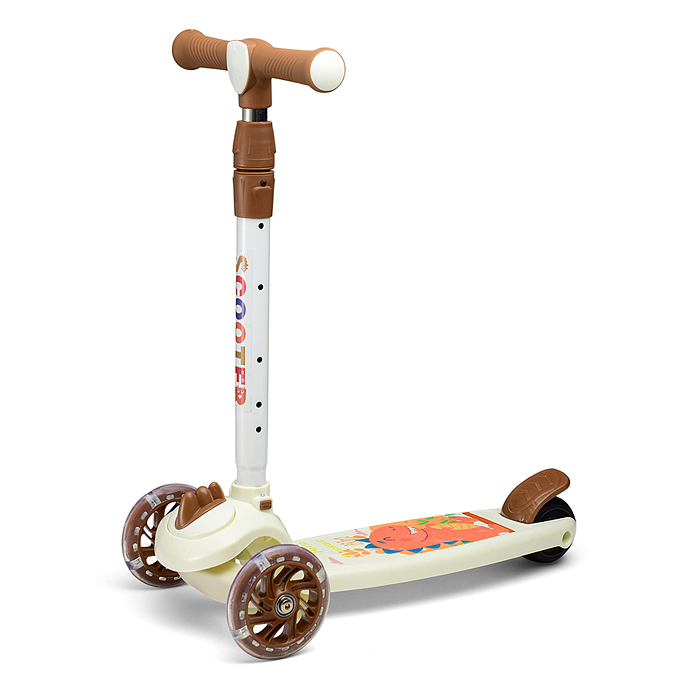 Самокат U001198Y 3-х кол., коричневый, PU, в коробке