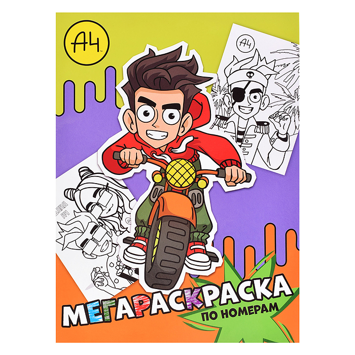 Мегараскраска по номерам. Влад на мотоцикле. Влад А4