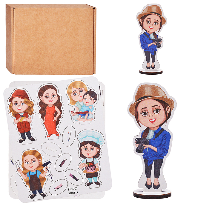 Игровой набор "Женские профессии" (дерево) крафтовая коробка 