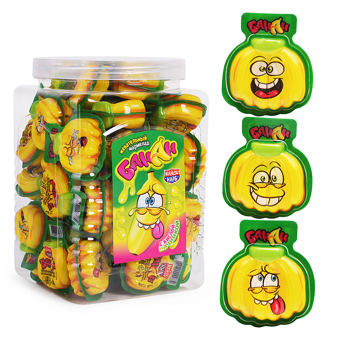 Жевательный мармелад с кислой начинкой "Банан" 12гр*50шт Жевательный мармелад с кислой начинкой "Банан" 12гр*50шт