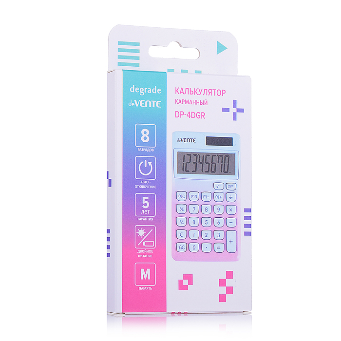 Калькулятор карманный "Degrade" DP-4, 70x118x11 мм, 8 разрядный, работа с памятью, автомати