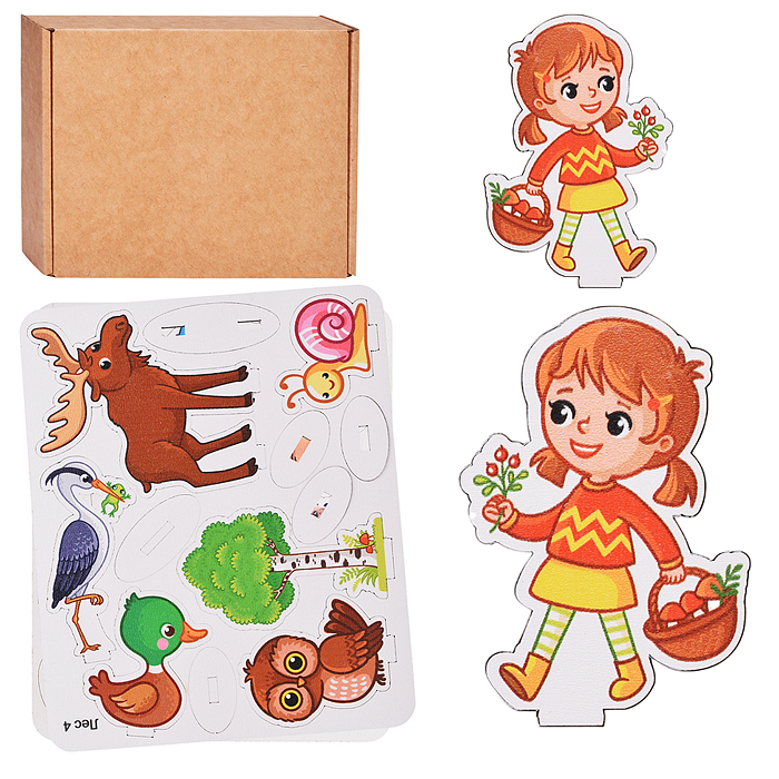 Игровой набор "В лесу" (дерево) крафтовая коробка 