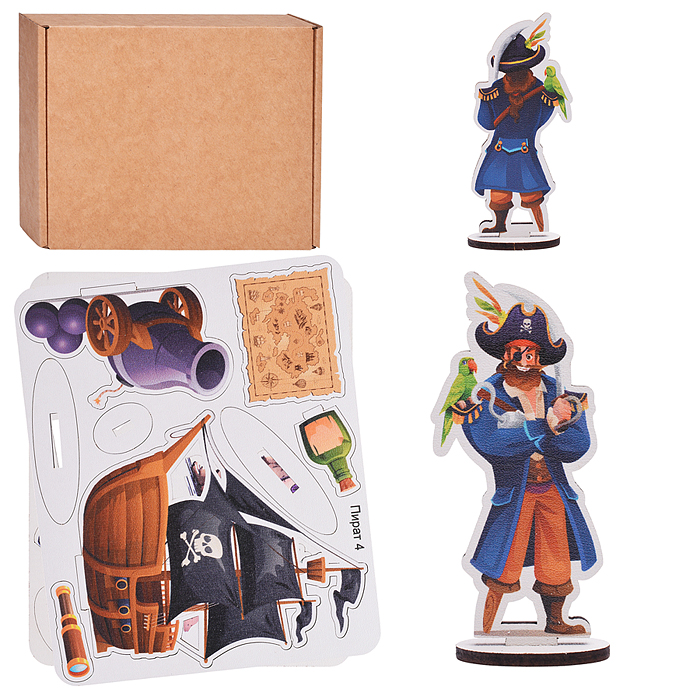 Игровой набор "Пираты" (дерево) крафтовая коробка 