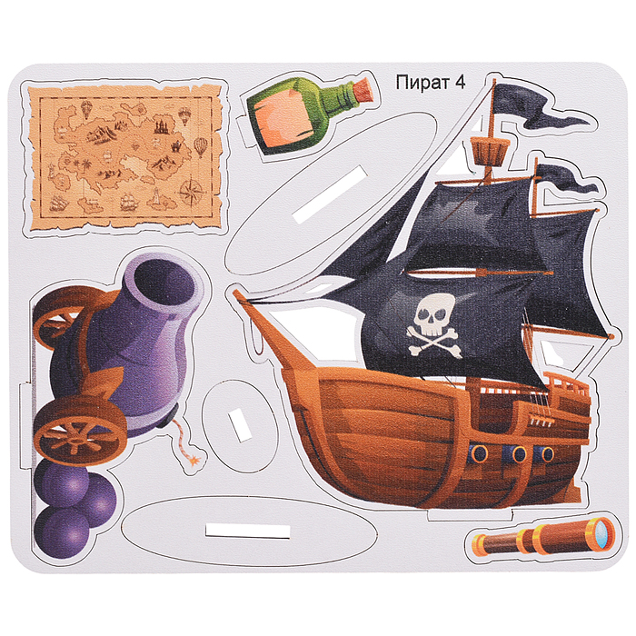 Игровой набор "Пираты" (дерево) крафтовая коробка 