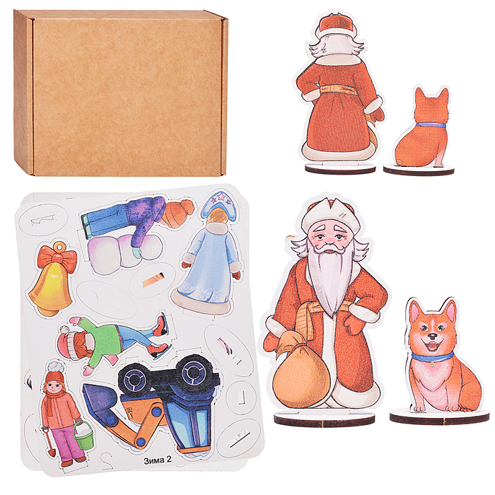 Игровой набор "Зимние забавы" (дерево) крафтовая коробка 