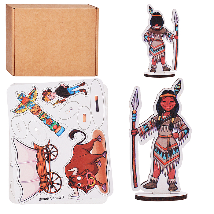 Игровой набор "Дикий запад" (дерево) крафтовая коробка 