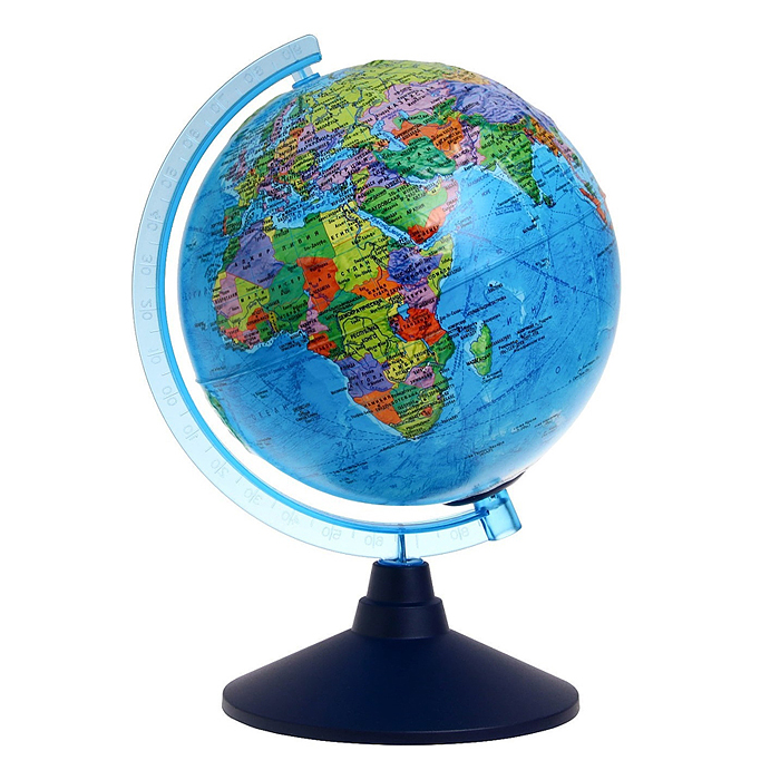 Интерактивный глобус Земли политический рельефный с подсветкой 210мм от батареек 