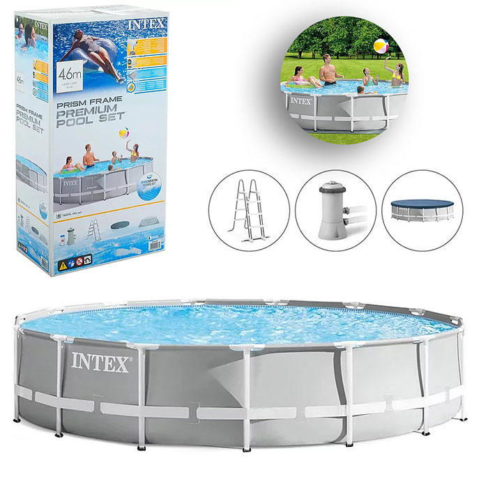 Бассейн каркасный Prism Frame, 457 х 107 см, фильтр-насос, лестница, тент, подстилка, 26724NP INTEX