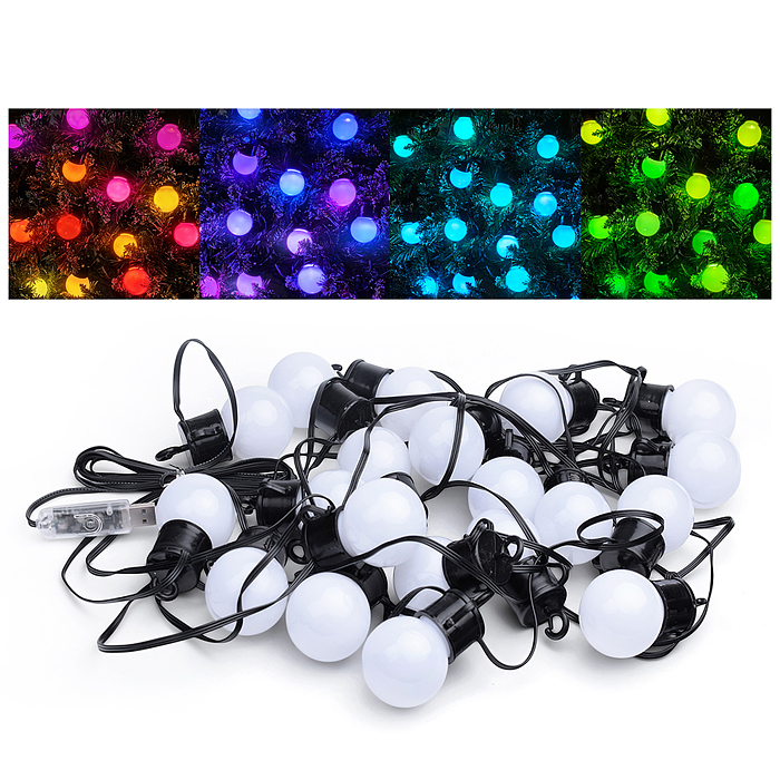 Электрогирлянда S0458 Smart 6 м, 20 ламп, 10 режимов, USB, ИК пульт (цветная)в пакете 