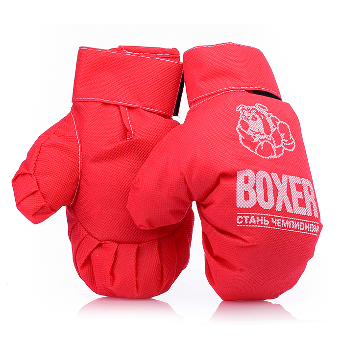 Детские игровые боксерские перчатки ткань (красные)