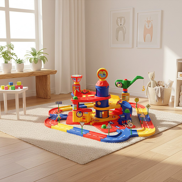 Паркинг 3-уровневый с дорогой и автомобилями (в коробке)