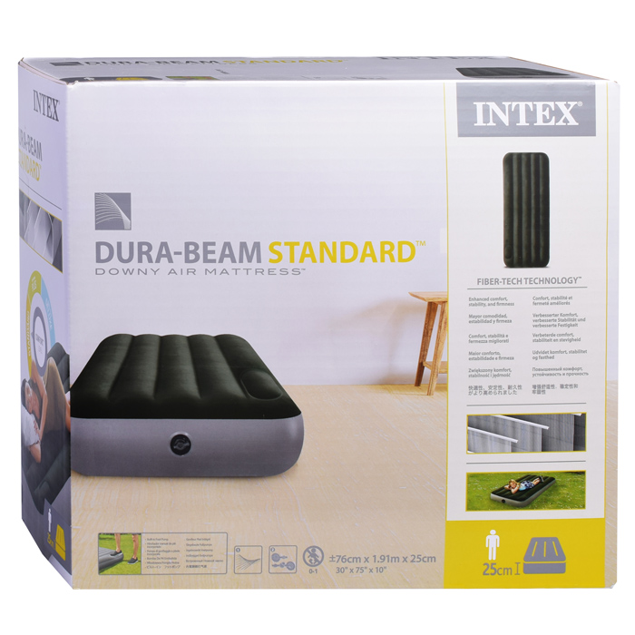 Матрас надувной DURA-BEAM Cot, 76 х 191 х 25 см, с встроенным ножным насосом, 64760 INTEX