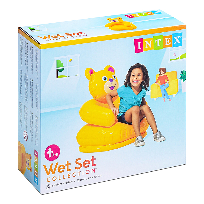 Кресло надувное «Весёлые звери», от 3-8 лет, до 60 кг, цвета МИКС, 68556NP INTEX