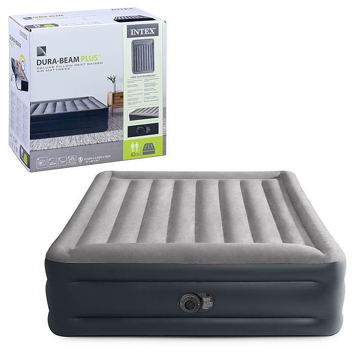 Кровать надувная Deluxe Queen, 152 х 203 х 42 см, с встроенным насосом 220V, 64136 INTEX