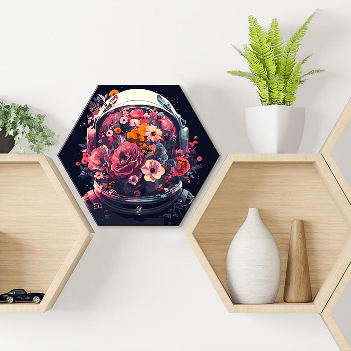 Картина по номерам 37х32 "Цветущая вселенная"с кристаллами из хрусталя чёрный холст Гексагон 14 цв.