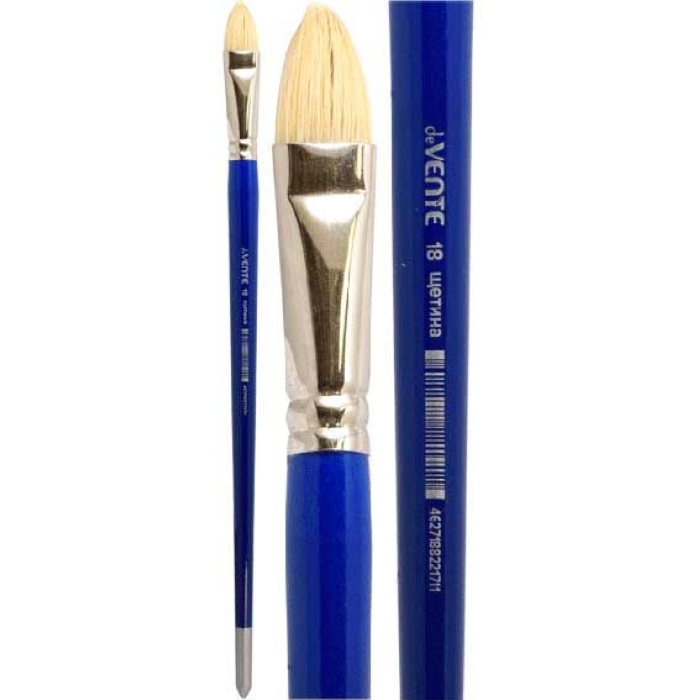 Кисть художественная "Art" щетина № 18 овальная, удлиненная деревянная ручка с многослойным
