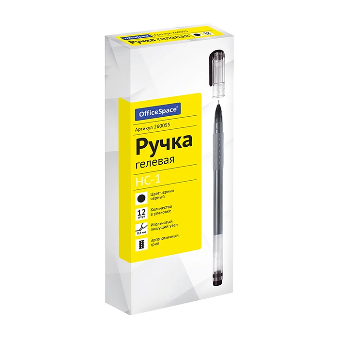 Ручка гелевая "HC-1" черная, 0,4мм, бесстержневая, игольчатый наконечник 