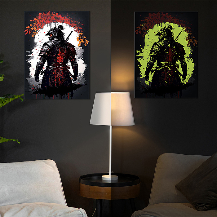 Картина по номерам 40х50 "Японсий самурай" со светящейся краской (12 цветов)