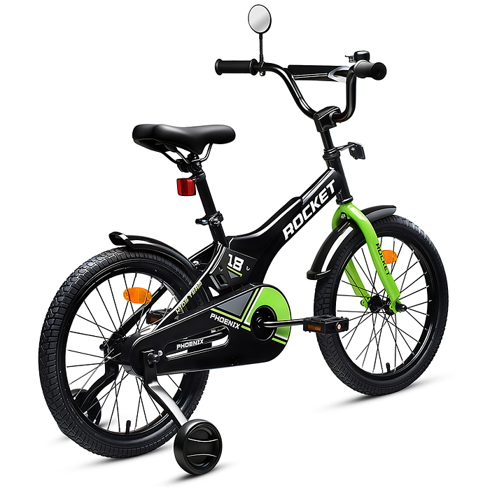 Велосипед 18" Rocket Phoenix, цвет черно/зеленый