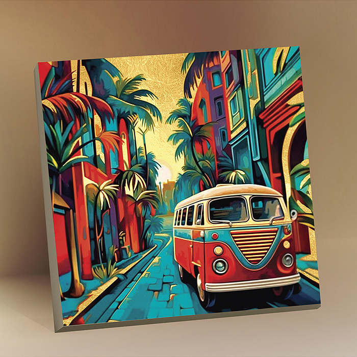 Картина по номерам 30х30 "Ретро автобус" (22 цвета)