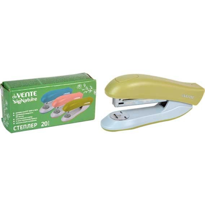 Степлер "SigNATURE" 24/6&26/6 (мощность 20 листов, глубина скрепления 60 мм) пластиковый, в