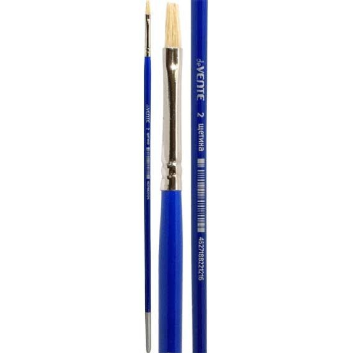 Кисть художественная "Art" щетина № 02 плоская, удлиненная деревянная ручка с многослойным 