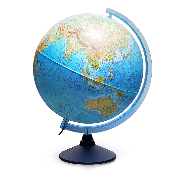 Интерактивный глобус Земли физико-политический 320мм с подсветкой от сети