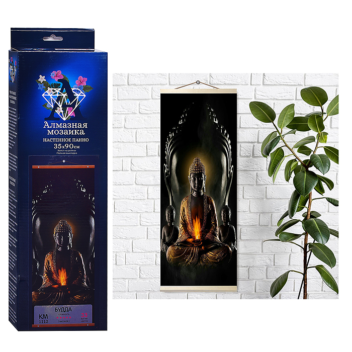 Алмазная мозаика 35х90 "Панно. Будда" (33 цвета) 
