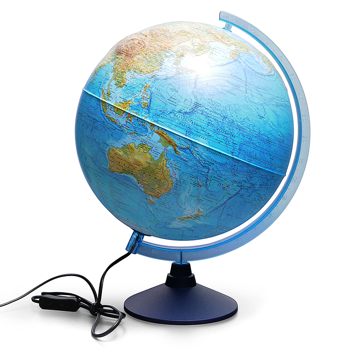 Интерактивный глобус Земли физико-политический рельефный 320мм с подсветкой