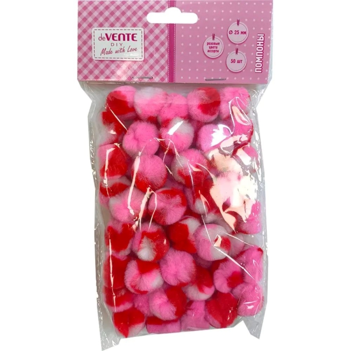 Набор помпонов для творчества "DIY" 25 мм, 50 шт, в пластиковом пакете с блистерным подвесо