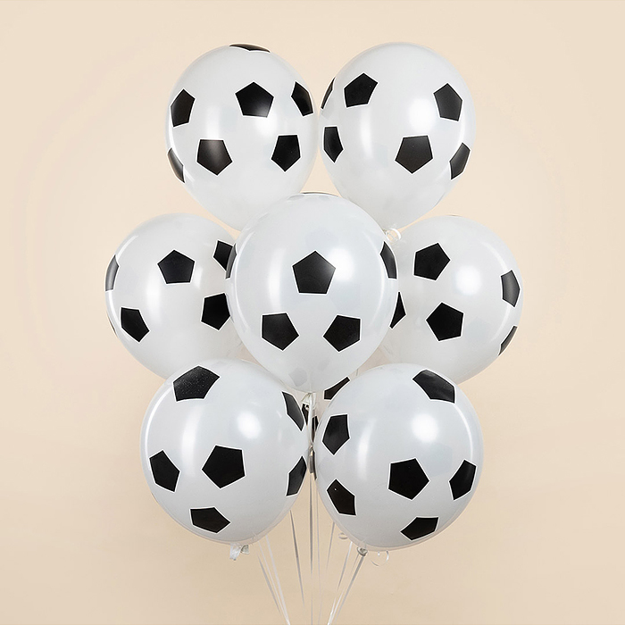 Шар (12''/30 см) Футбольный мяч, Белый, пастель, 5 ст, 25 шт.