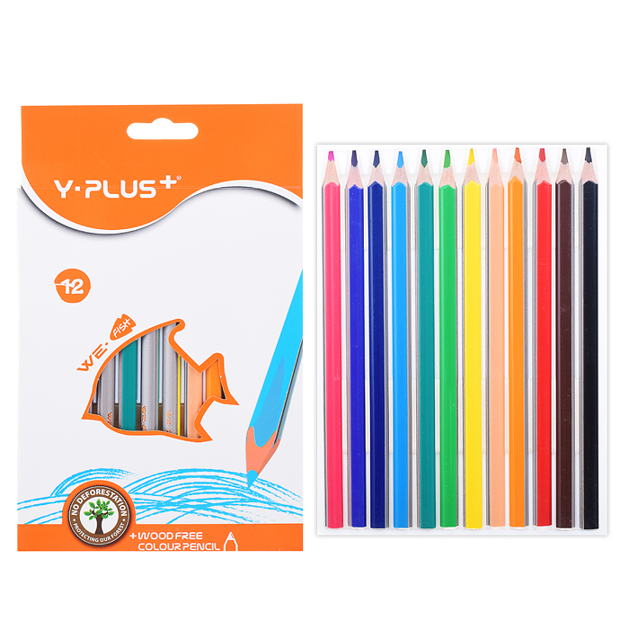 Карандаши цветные 12 цв пластик. WE-FISH  