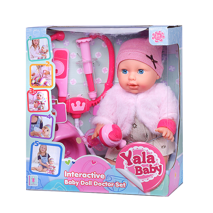 Пупс YL2335D-C "Яночка" со звуком, с аксессуарами, в коробке