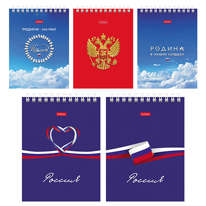 Блокнот А6 60л клетка "Россия" на гребне 