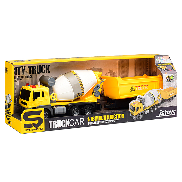 Машина JS151 "Бетономешалка с прицепом" в коробке