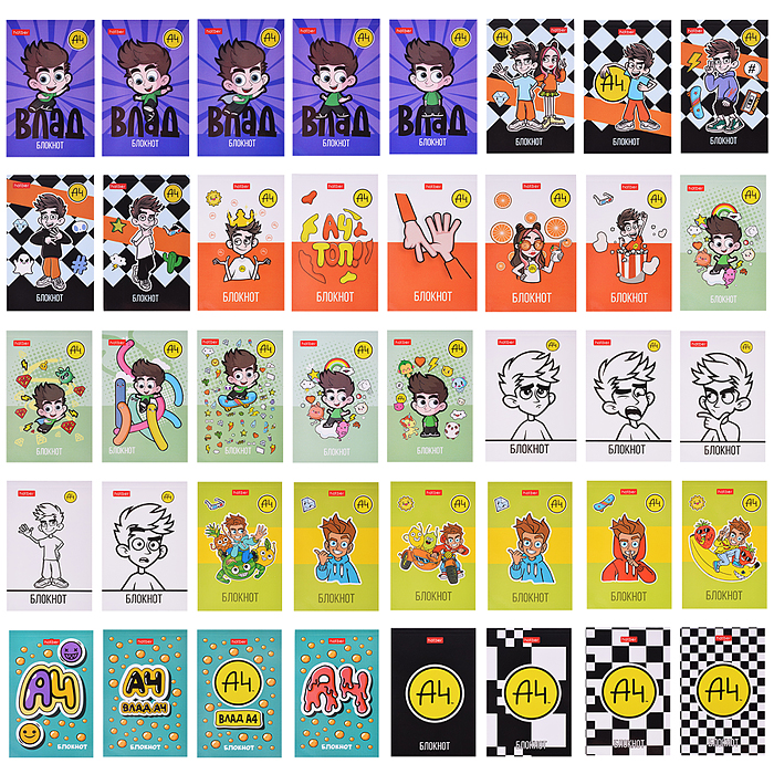 Блокнот А7 48л клетка "Влад А4" в Дисплее  52 шт 