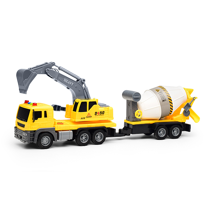 Машина JS152 "Экскаватор с бетономешалкой" в коробке