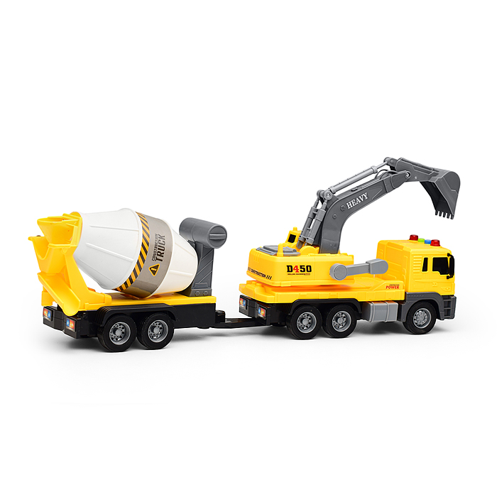 Машина JS152 "Экскаватор с бетономешалкой" в коробке