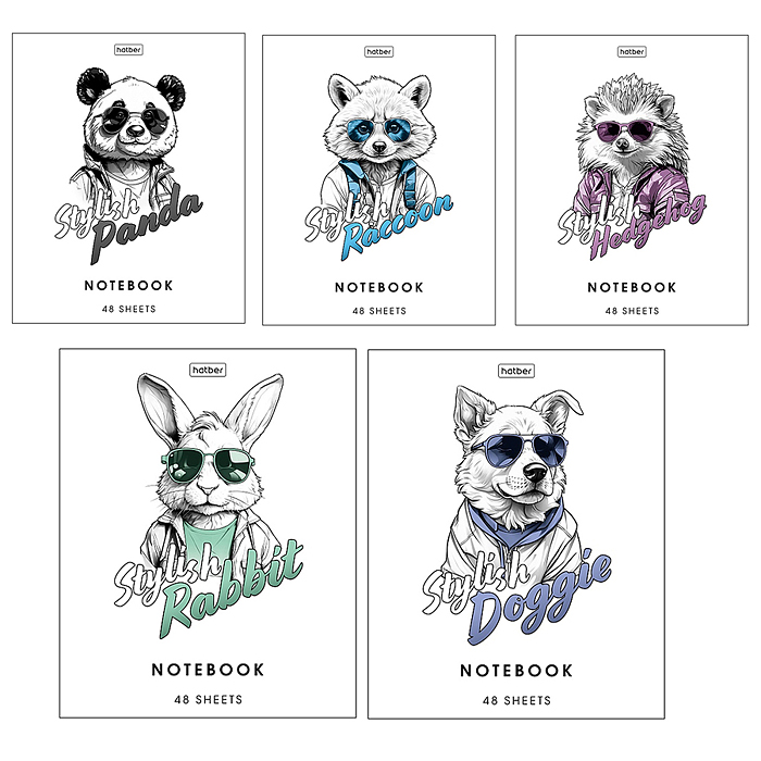 Тетрадь 48л. клетка "Зверье мое" А5 на скобе 